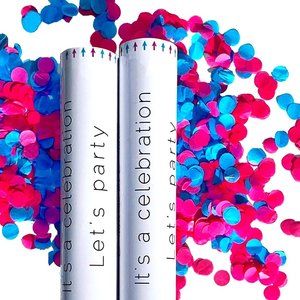 Gender Reveal Party Poppers 2x Boy Girl Confetti Blue Pink Baby Shower safe